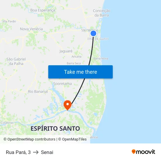 Rua Pará, 3 to Senai map