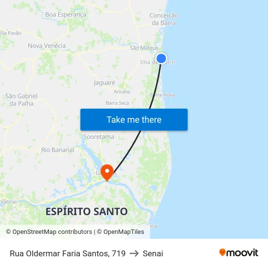 Rua Oldermar Faria Santos, 719 to Senai map