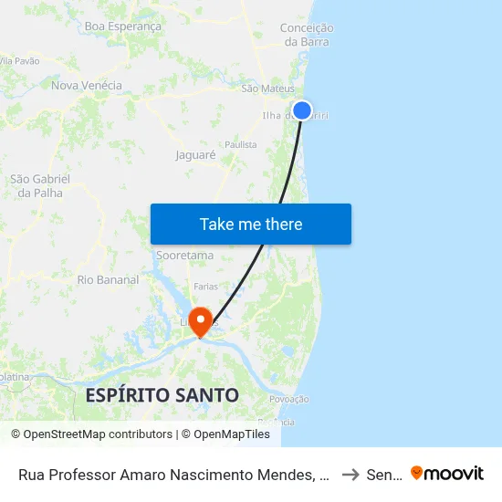 Rua Professor Amaro Nascimento Mendes, 137 to Senai map