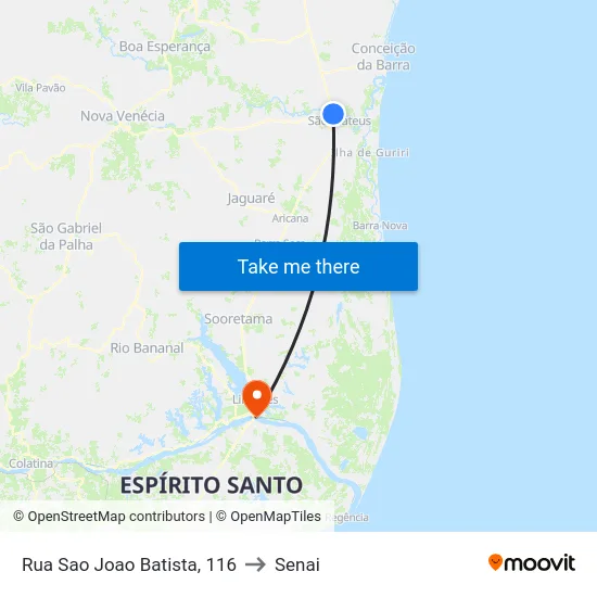 Rua Sao Joao Batista, 116 to Senai map