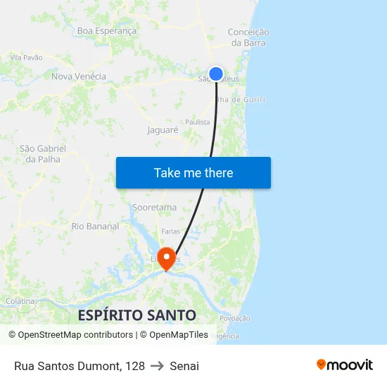 Rua Santos Dumont, 128 to Senai map