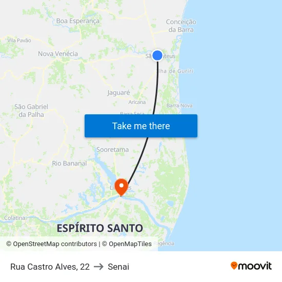 Rua Castro Alves, 22 to Senai map
