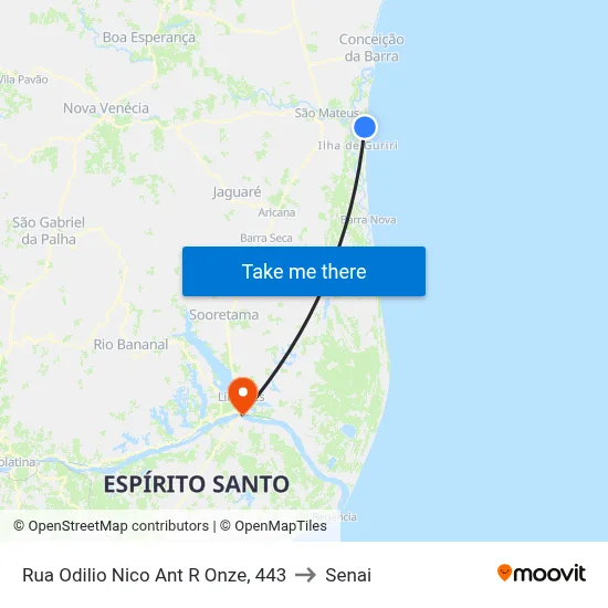 Rua Odilio Nico Ant R Onze, 443 to Senai map