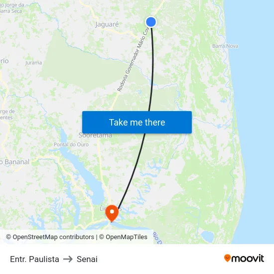 Entr. Paulista to Senai map