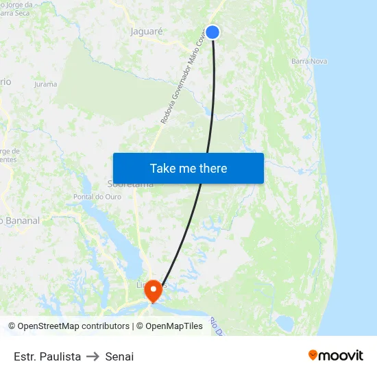 Estr. Paulista to Senai map