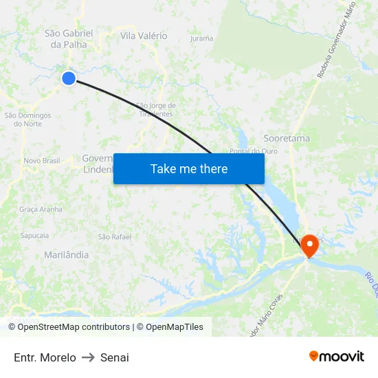Entr. Morelo to Senai map