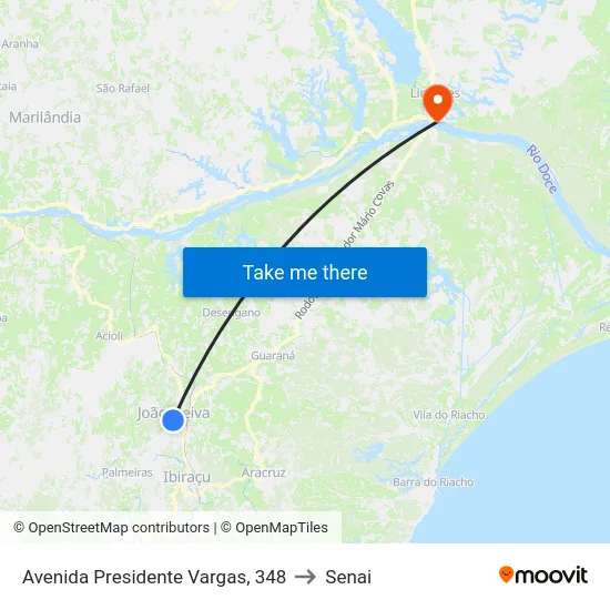 Avenida Presidente Vargas, 348 to Senai map