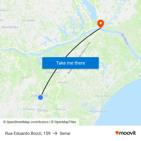 Rua Eduardo Bozzi, 159 to Senai map