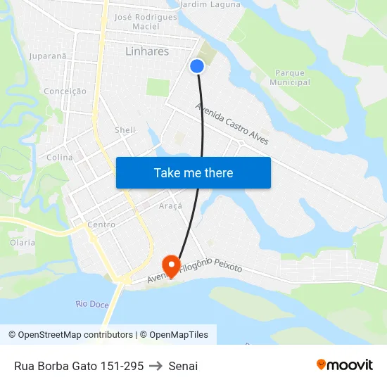 Rua Borba Gato 151-295 to Senai map