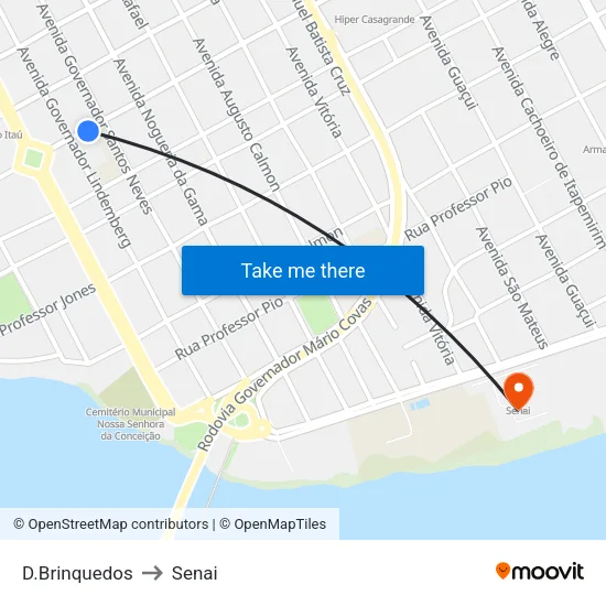 D.Brinquedos to Senai map