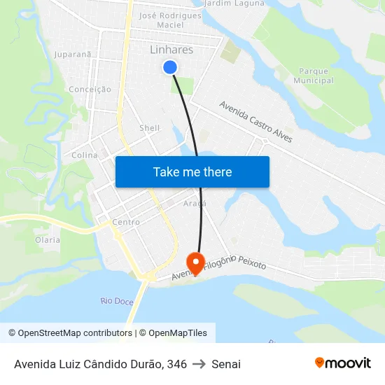 Avenida Luiz Cândido Durão, 346 to Senai map