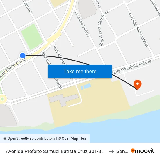 Avenida Prefeito Samuel Batista Cruz 301-395 to Senai map