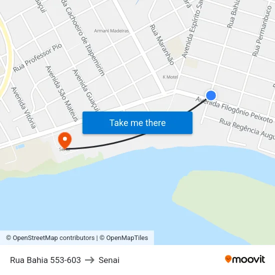 Rua Bahia 553-603 to Senai map