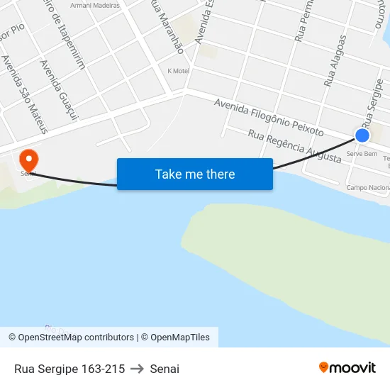 Rua Sergipe 163-215 to Senai map