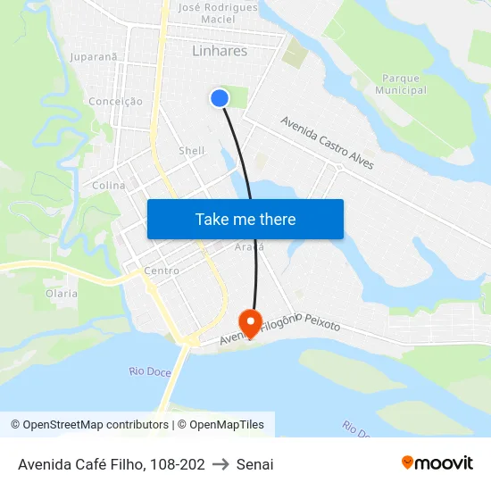 Avenida Café Filho, 108-202 to Senai map
