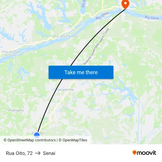 Rua Oito, 72 to Senai map