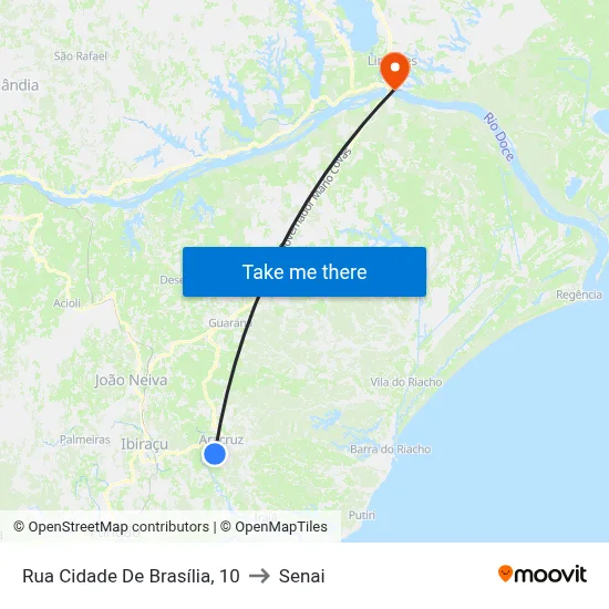 Rua Cidade De Brasília, 10 to Senai map