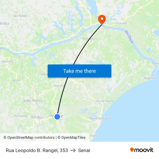 Rua Leopoldo B. Rangel, 353 to Senai map