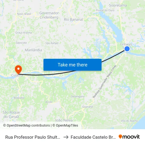 Rua Professor Paulo Shultz, 446 to Faculdade Castelo Branco map