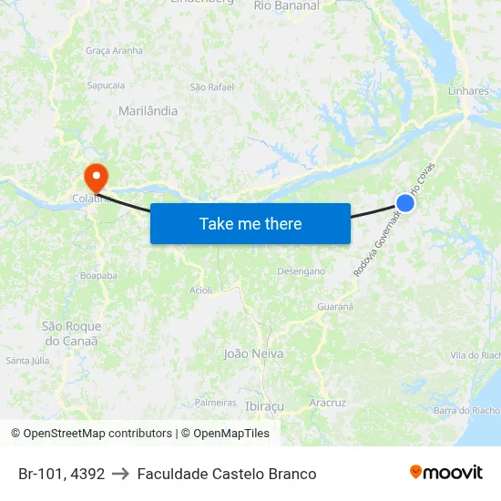 Br-101, 4392 to Faculdade Castelo Branco map