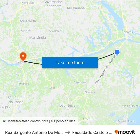Rua Sargento Antonio De Moraes, 240 to Faculdade Castelo Branco map