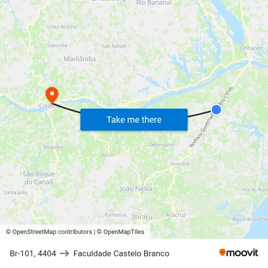 Br-101, 4404 to Faculdade Castelo Branco map