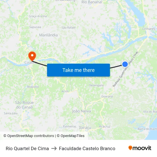 Rio Quartel De Cima to Faculdade Castelo Branco map