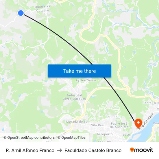 R. Amil Afonso Franco to Faculdade Castelo Branco map