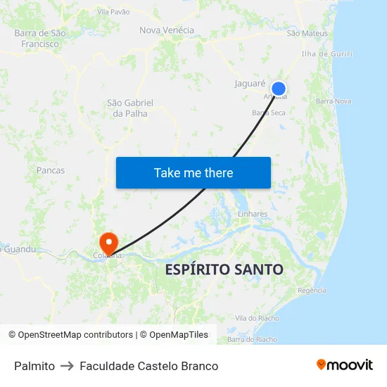 Palmito to Faculdade Castelo Branco map