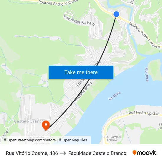 Rua Vitório Cosme, 486 to Faculdade Castelo Branco map