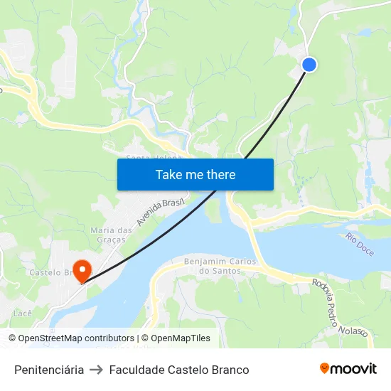 Penitenciária to Faculdade Castelo Branco map