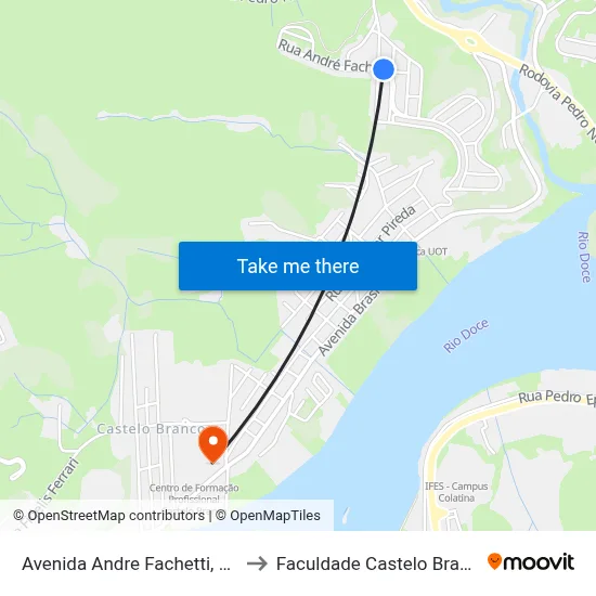 Avenida Andre Fachetti, 211 to Faculdade Castelo Branco map