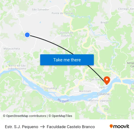 Estr. S.J. Pequeno to Faculdade Castelo Branco map