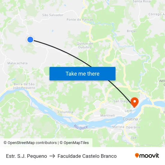 Estr. S.J. Pequeno to Faculdade Castelo Branco map