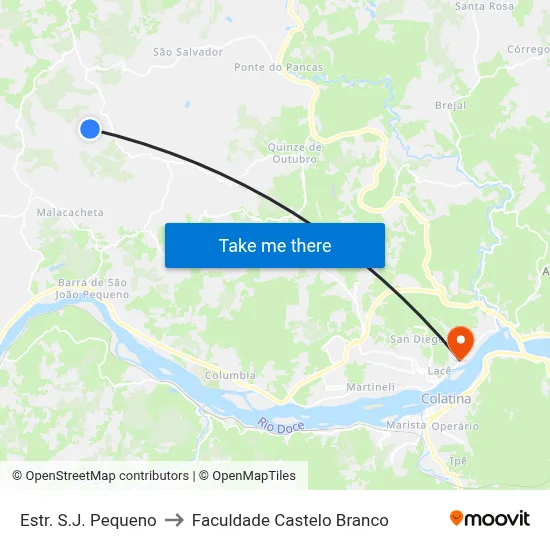 Estr. S.J. Pequeno to Faculdade Castelo Branco map