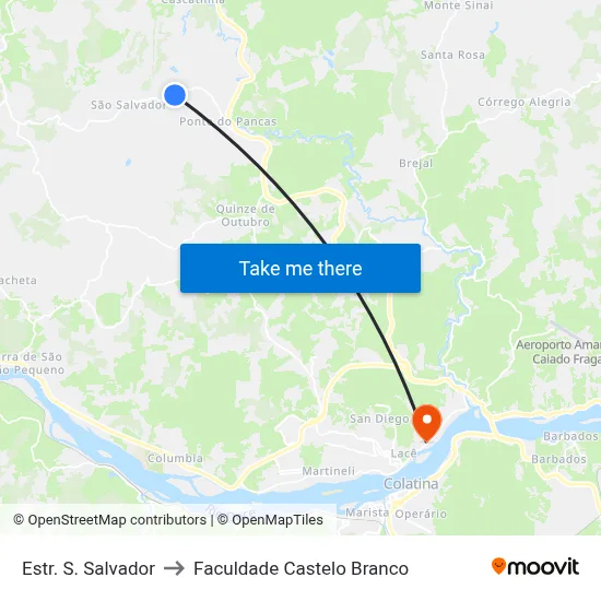 Estr. S. Salvador to Faculdade Castelo Branco map