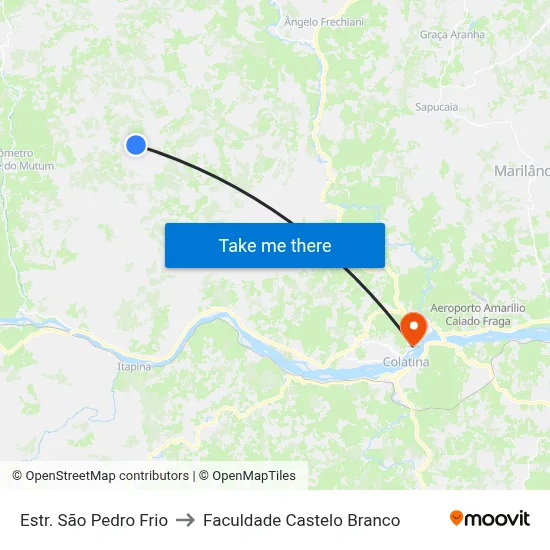 Estr. São Pedro Frio to Faculdade Castelo Branco map