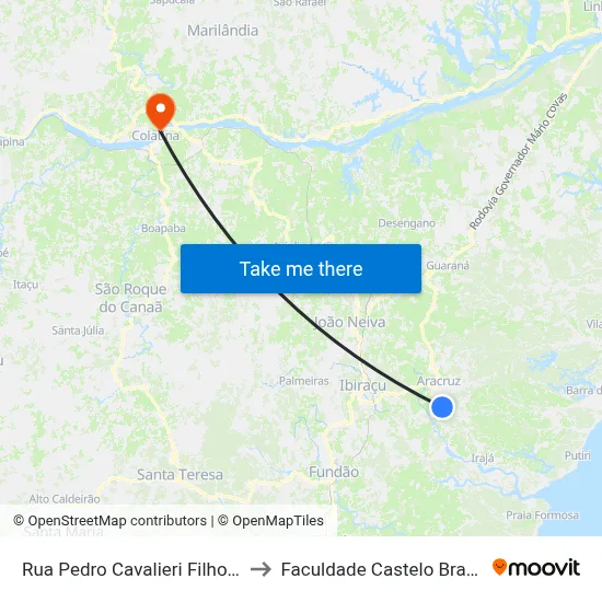 Rua Pedro Cavalieri Filho, 60 to Faculdade Castelo Branco map