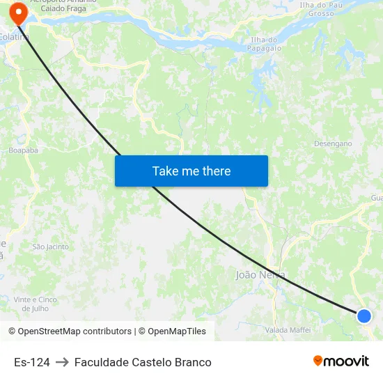 Es-124 to Faculdade Castelo Branco map
