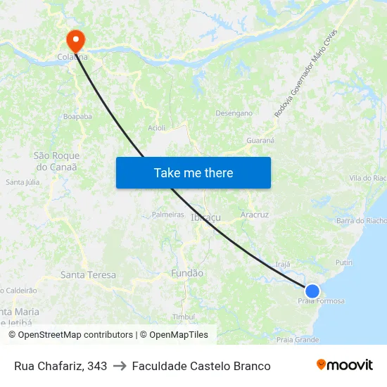 Rua Chafariz, 343 to Faculdade Castelo Branco map