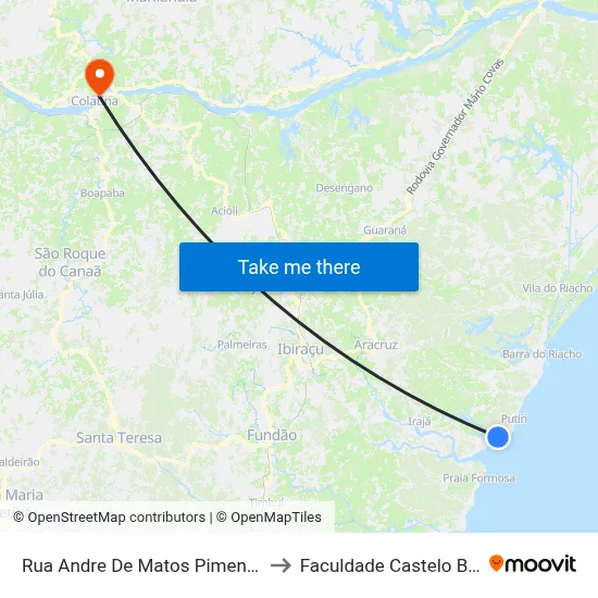 Rua Andre De Matos Pimentel, 388 to Faculdade Castelo Branco map