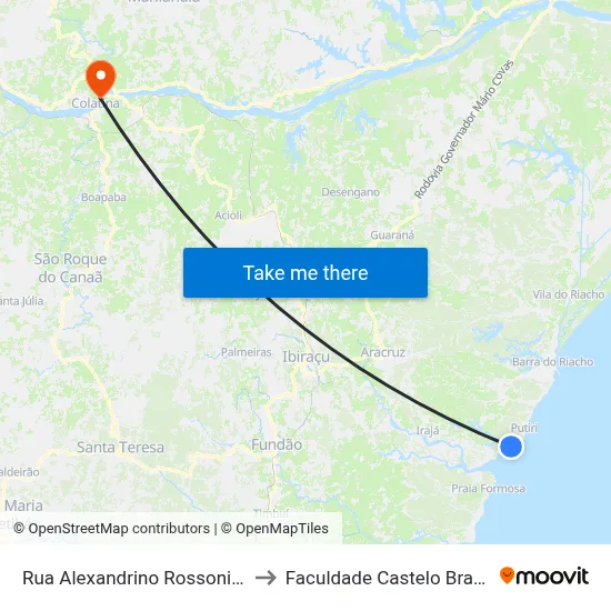 Rua Alexandrino Rossoni, 38 to Faculdade Castelo Branco map