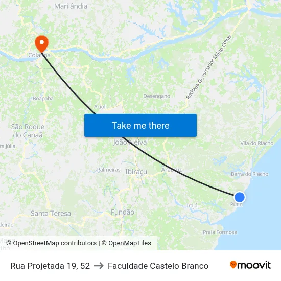 Rua Projetada 19, 52 to Faculdade Castelo Branco map