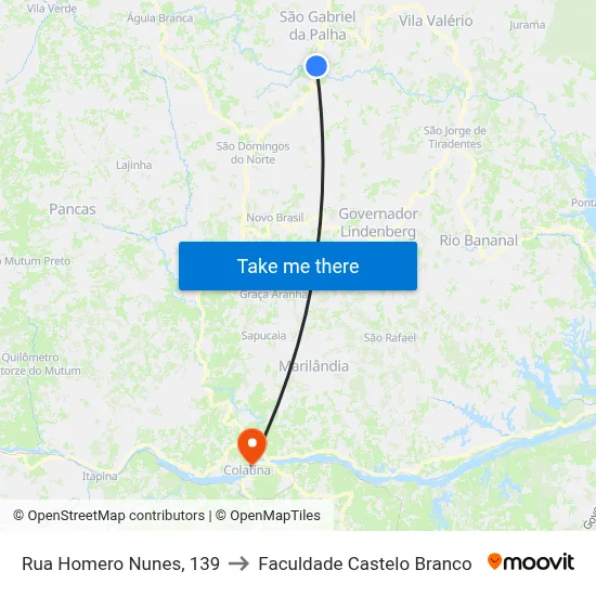 Rua Homero Nunes, 139 to Faculdade Castelo Branco map