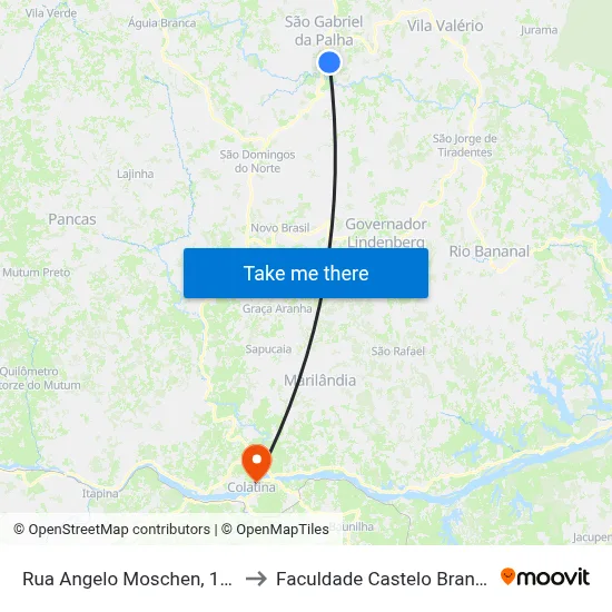 Rua Angelo Moschen, 167 to Faculdade Castelo Branco map