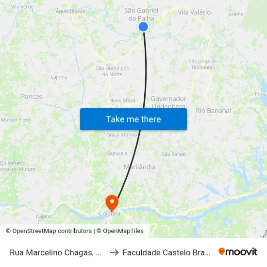 Rua Marcelino Chagas, 113 to Faculdade Castelo Branco map