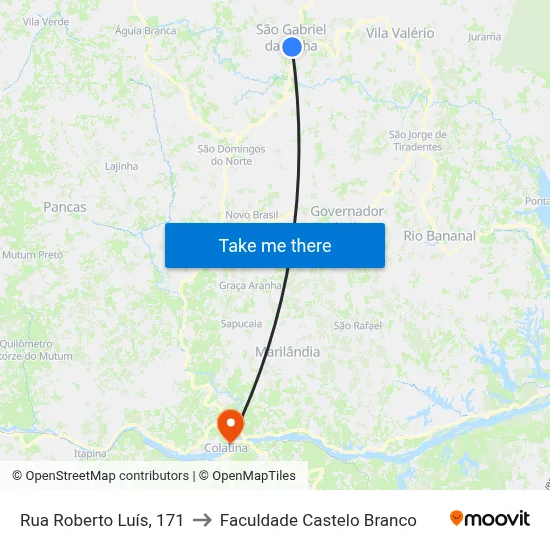 Rua Roberto Luís, 171 to Faculdade Castelo Branco map