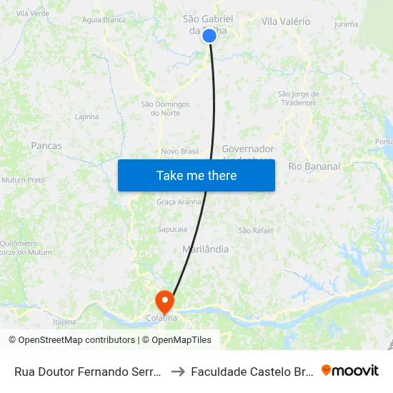 Rua Doutor Fernando Serra, 200 to Faculdade Castelo Branco map