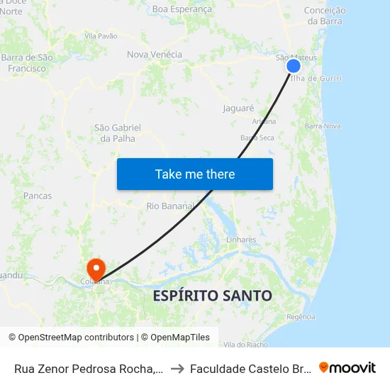 Rua Zenor Pedrosa Rocha, 1004 to Faculdade Castelo Branco map