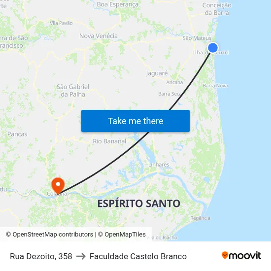 Rua Dezoito, 358 to Faculdade Castelo Branco map